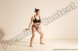 Underwear Martial art Woman White Moving poses Average long colored Dynamic poses Academic